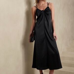 Twist front satin dress